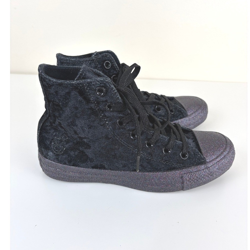 Converse x Miley Cyrus Chuck Taylor Black Velvet Glitter High Tops Womens 7